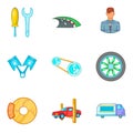 Roam icons set, cartoon style