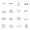 Roaming line icons collection. Travelling, Mobile, International, Connectivity, Nerk, Coverage, Communication vector and