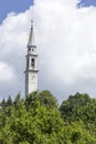 View of bell tower of church in Roana Royalty Free Stock Photo