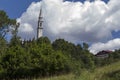 View of bell tower of church in Roana, Italy Royalty Free Stock Photo