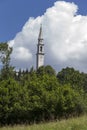 View of bell tower of church in Roana, Italy Royalty Free Stock Photo