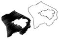 Roanoke County, Commonwealth of Virginia U.S. county, United States of America, USA, U.S., US map vector illustration, scribble