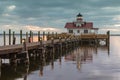 Roanoke Marshes Lighthouse in Manteo NC in Shallowbag Bay Outer Banks Royalty Free Stock Photo