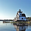 1886 Roanoke River Lighthouse on the Albemarle Sound Royalty Free Stock Photo