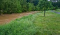 The Roanoke River Over It`s Banks by the Roanoke Valley Greenway Royalty Free Stock Photo