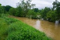The Roanoke River Over It`s Banks by the Roanoke Valley Greenway Royalty Free Stock Photo
