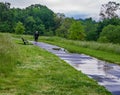 The Roanoke River Over It`s Banks by the Roanoke Valley Greenway Royalty Free Stock Photo