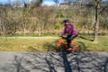 Blurry Cyclist on the Roanoke River Greenway
