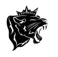 Roaring black panther with royal crown profille vector portrait Royalty Free Stock Photo