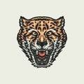 Roaring cheeta, hand drawn line style with digital color