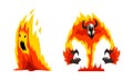 Roaring Fire with Horns as Fantastic Elemental Creature Vector Set