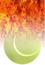 Roaring Flaming Tennis Ball Sport Background