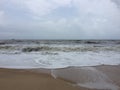 Roaring and foamy sea waves at Kundapura beach Royalty Free Stock Photo