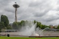 Seattle Center Fountain and Space Needle Royalty Free Stock Photo