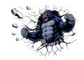Roaring Gorilla Ramming Through Broken wall Royalty Free Stock Photo