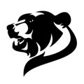 Roaring Grizzly Bear Black And White Head Vector Design