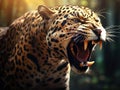 Ai Generated illustration Wildlife Concept of Roaring Jaguar. Wildlife