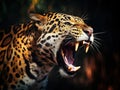 Ai Generated illustration Wildlife Concept of Roaring Jaguar. Wildlife