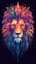 Roaring Lion Collage on Dark Background. Generative AI