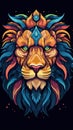 Roaring Lion Collage on Dark Background. Generative AI