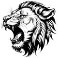 Roaring lion face tribal tattoo design isolated in white. transparent version available Royalty Free Stock Photo