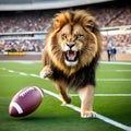 Roaring Lion In a Football Stadium