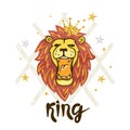 Roaring lion head. Vector illustration. Royalty Free Stock Photo