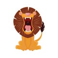 Roaring lion isolated on white background cartoon illustration. Royalty Free Stock Photo
