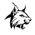 Roaring lynx head black vector design