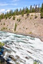 Roaring Rapids Flowing Toward Bow Falls in Banff National Park Royalty Free Stock Photo