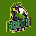 Roaring T-rex Logo Design Illustration Template Royalty Free Stock Photo