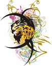 Roaring tiger head symbol colorful splashes Royalty Free Stock Photo