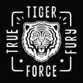 Roaring tiger poster. Tiger force illustration.