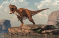 Roaring Tyrannosaurus Rex by an Arid Lake