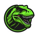 Roaring tyrannosaurus. T-rex. Logo, emblem. Vector illustration.