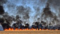 Stubble wheat grain field fire Royalty Free Stock Photo