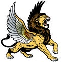 Roaring winged lion Royalty Free Stock Photo