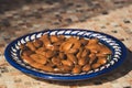 Roast Almond in white dish