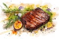 Red sirloin meal rosemary meat food beef grill cooked roast dinner steak background fillet Royalty Free Stock Photo