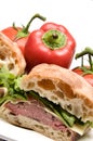 Roast beef boursin cheese ciabatta bread sandwich