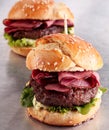 Roast beef burger on a sesame bun Royalty Free Stock Photo