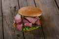 Roast beef hamburger sandwich