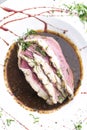 Roast beef modern fusion gourmet food cuisine meal