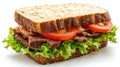 Roast Beef Sandwich on Bread Isolated on White Background Royalty Free Stock Photo