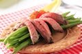 Roast beef and string beans Royalty Free Stock Photo
