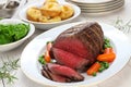 Roast beef with yorkshire pudding Royalty Free Stock Photo