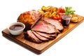 Roast board meat cooked food steak barbecue meal beef dinner Royalty Free Stock Photo