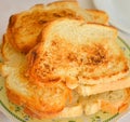 roast bread , toast, in a restaurant
