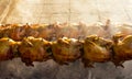 Roast chicken charcoal fire Royalty Free Stock Photo