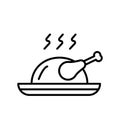 Roast chicken icon vector isolated on white background, Roast chicken sign , thin line design elements in outline style